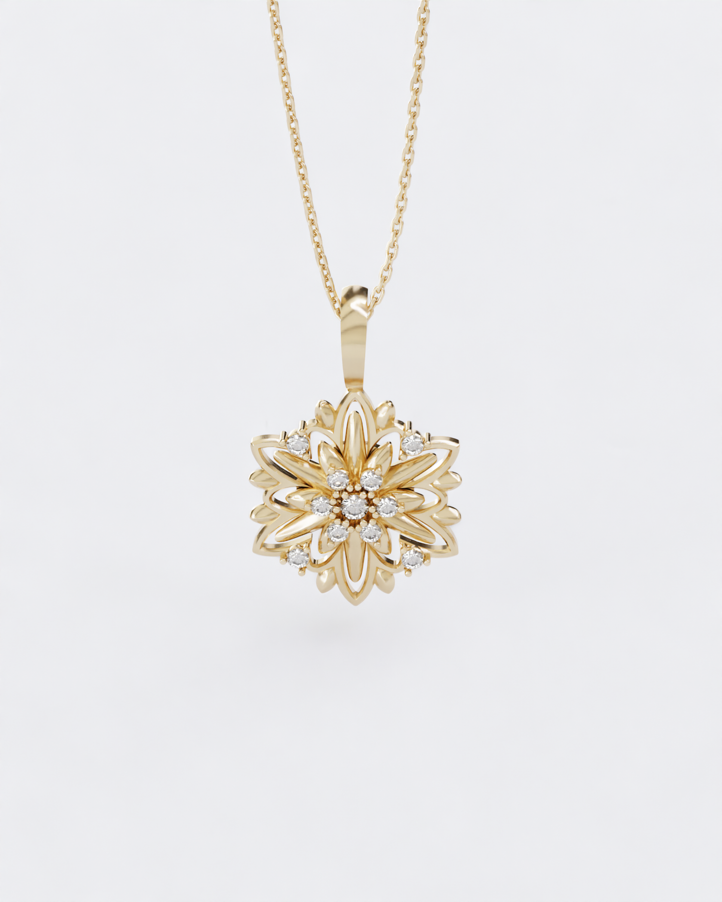Золота Підвіска Едельвейс з діамантами